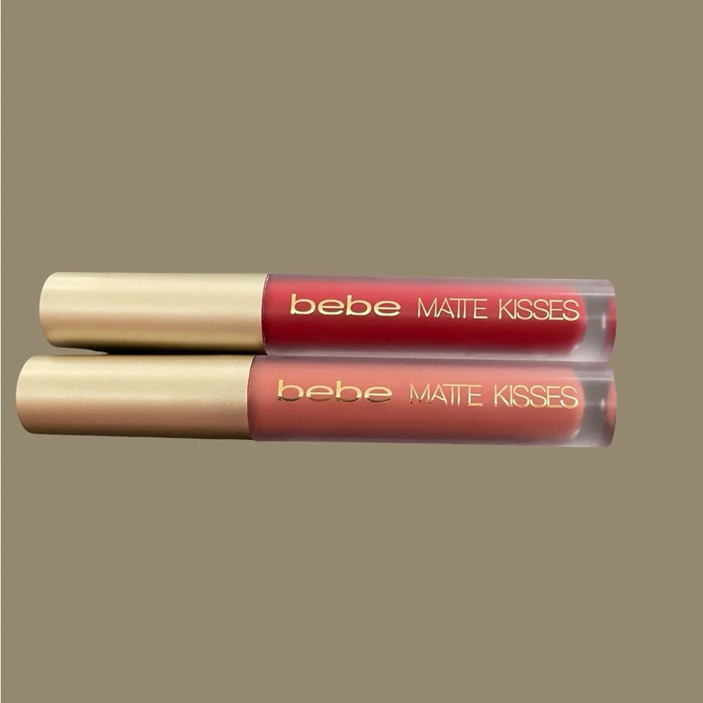 Bebe Matte Kisses Liquid Lipstick true red and natural pink full size set of two - Picture 4 of 10
